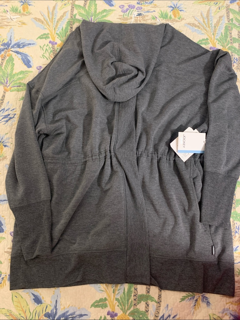 Jockey Women's Charcoal Gray Lightweight Hooded Shirt Jacket